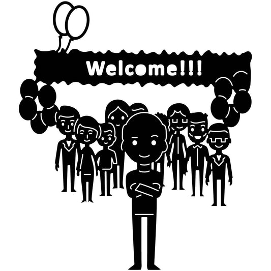Welcome People and Balloons Free DXF File for CNC Machines-DXFforCNC.com