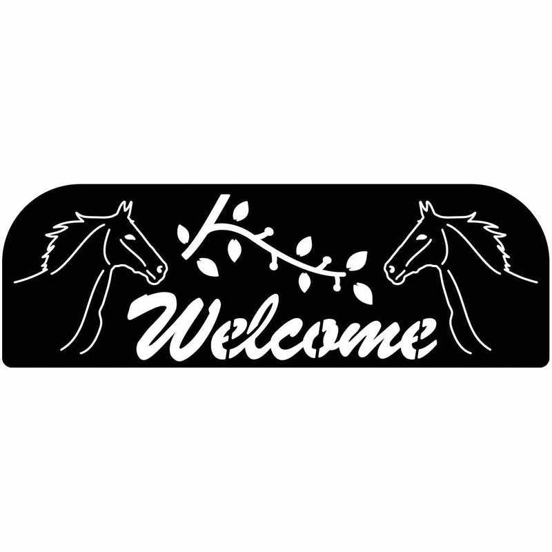 Welcome Sign with Horse and Leafs Free DXF file-DXFforCNC.com