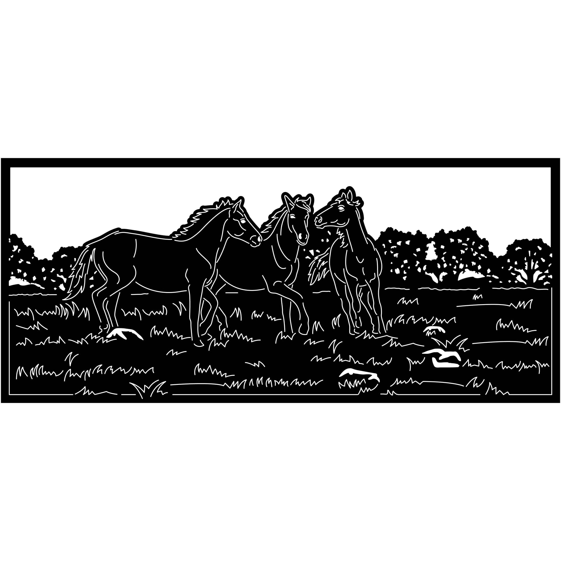 Wild Horses View Scene-DXF files Cut Ready for CNC-DXFforCNC.com