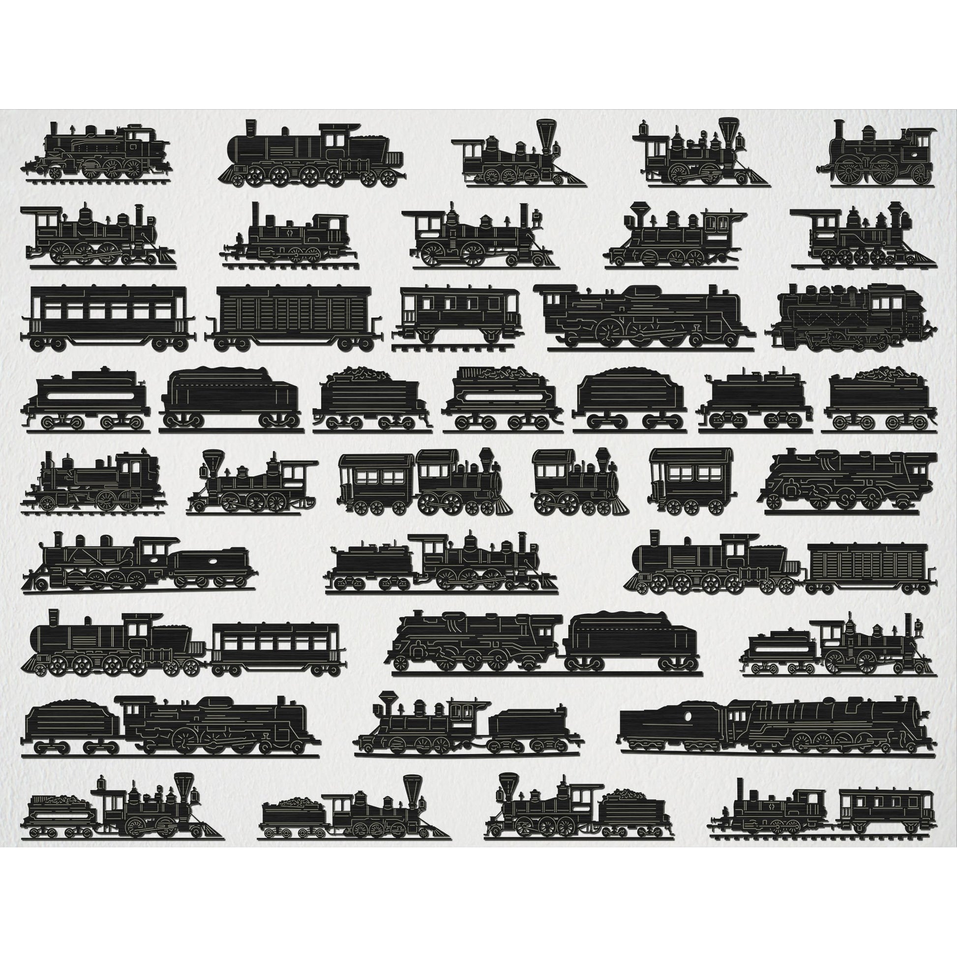 Antique Steam Locomotive Trains and Carts-DXFforCNC.com-DXF Files cut ready cnc machines