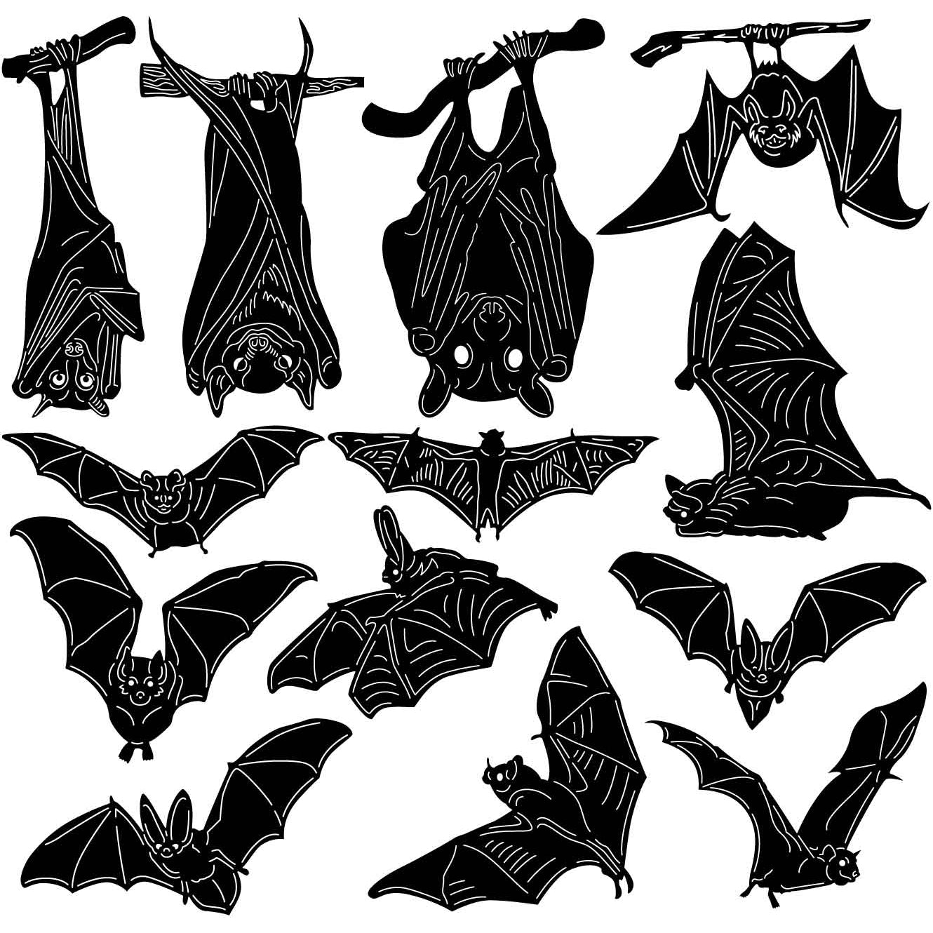 Wild Night Bats-dxf files cut ready for cnc machines-dxfforcnc.com