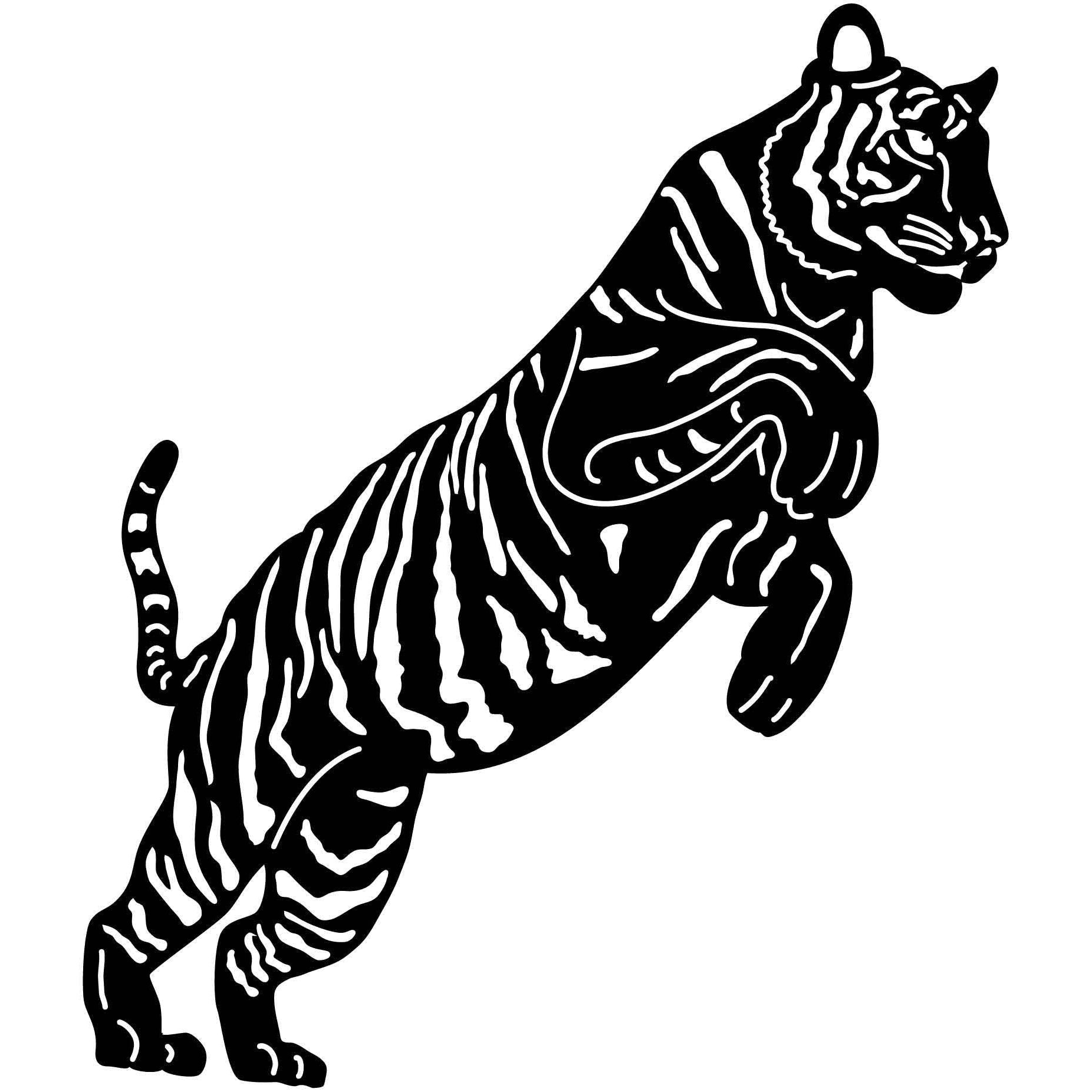 Bengal Tiger Jumping-DXFforCNC.com-DXF Files cut ready cnc machines