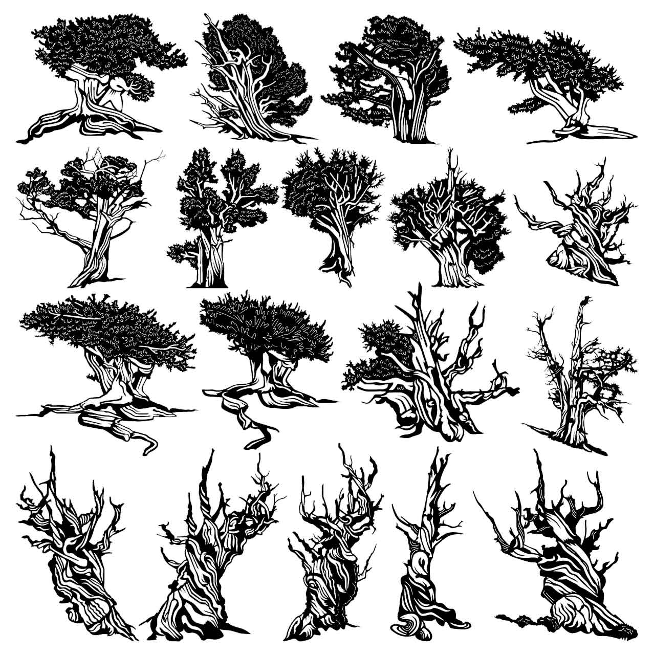 Bristlecone Pine Trees-DXF files Cut Ready for CNC-DXFforCNC.com