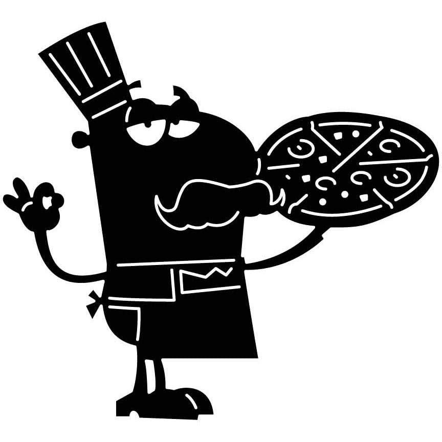 Chef Holding A Pizza-DXFforCNC.com