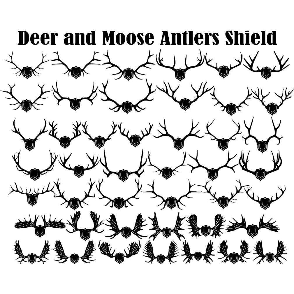 Deers and Mooses Antlers with Shield and Arrows-DXFforCNC.com-DXF Files cut ready cnc machines