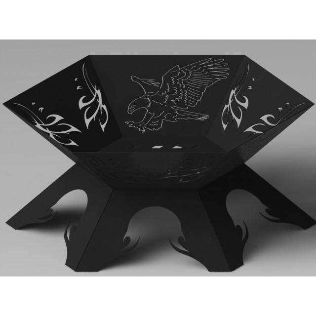 Fire Pit Hexagon Eagle Attack Wings Ornaments-DXFforCNC.com-DXF Files cut ready cnc machines