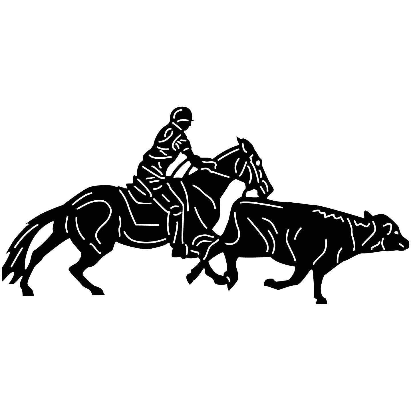 Horse Rider Hunting Cow-DXFforCNC.com-DXF Files cut ready cnc machines