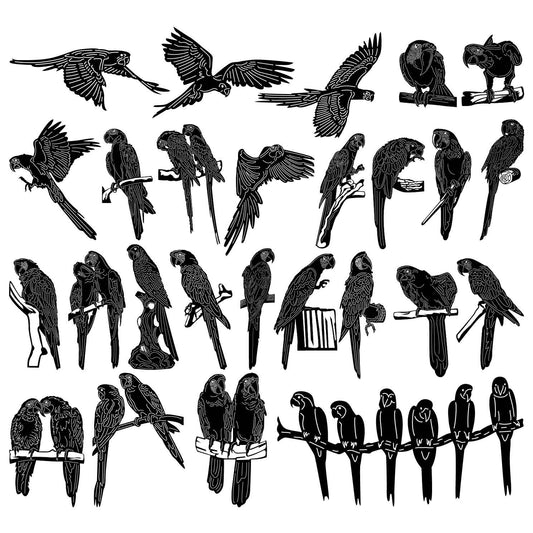 Macaw Parrot Birds-DXF files Cut Ready for CNC-DXFforCNC.com