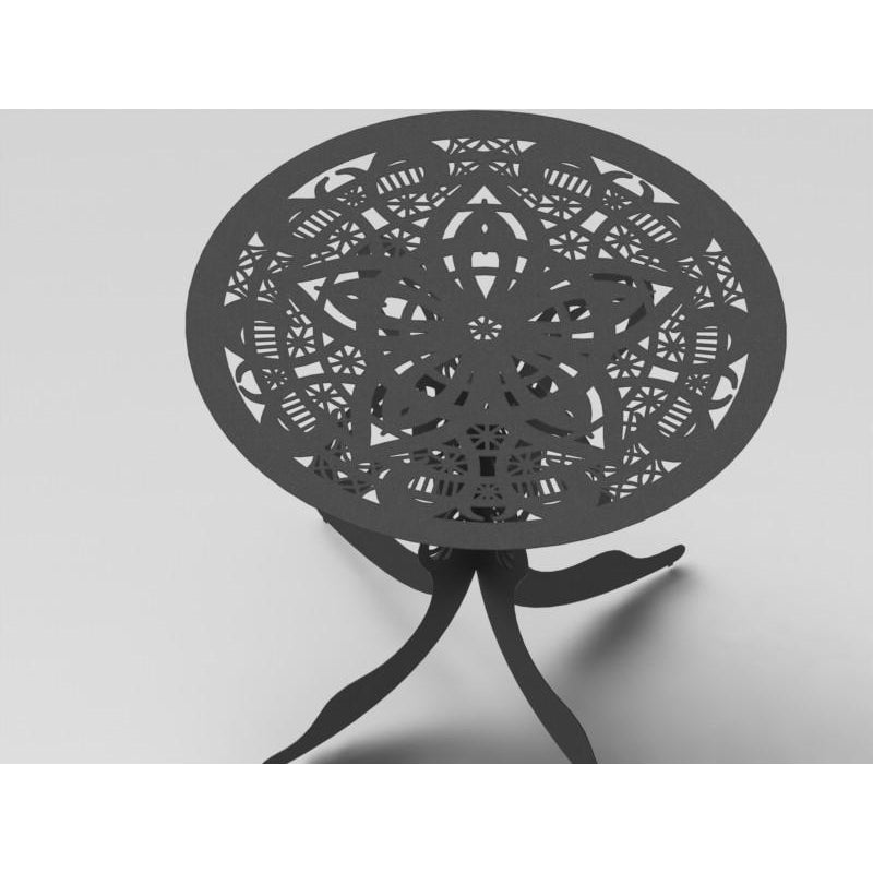 Ornamental Round Table with Traditional Style Scroll Legs-DXFforCNC.com-DXF Files cut ready cnc machines