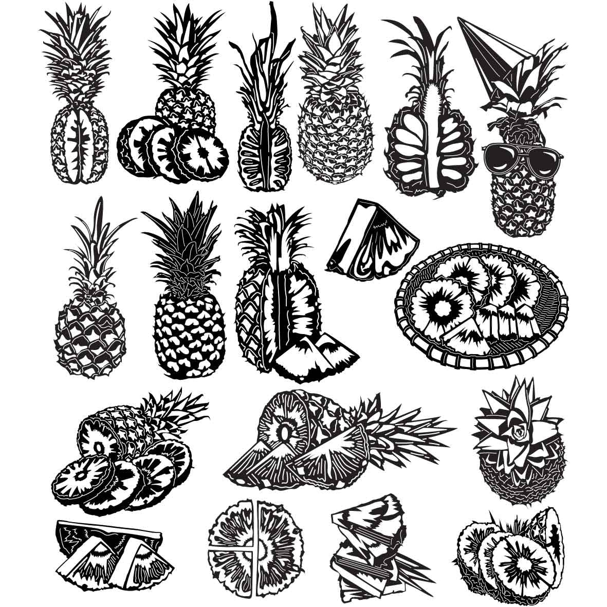 Pineapple Ananas Fruit-DXF files Cut Ready for CNC-DXFforCNC.com