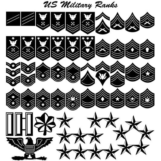US Military Ranks for Army, Navy, Air Force, Marines and Coast Guard-DXFforCNC.com-DXF Files cut ready cnc machines
