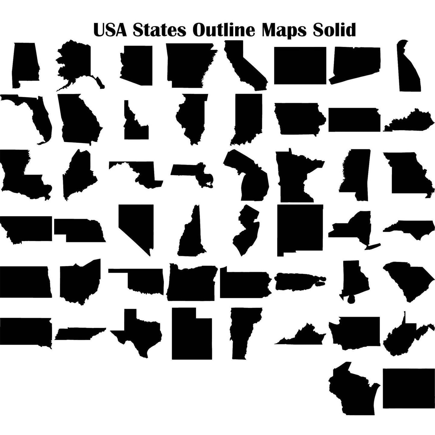 USA States Outline Maps-DXFforCNC.com-DXF Files cut ready cnc machines