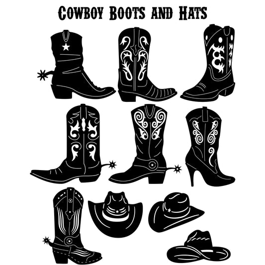 Western Cowboy Boots and Hats-DXFforCNC.com-DXF Files cut ready cnc machines